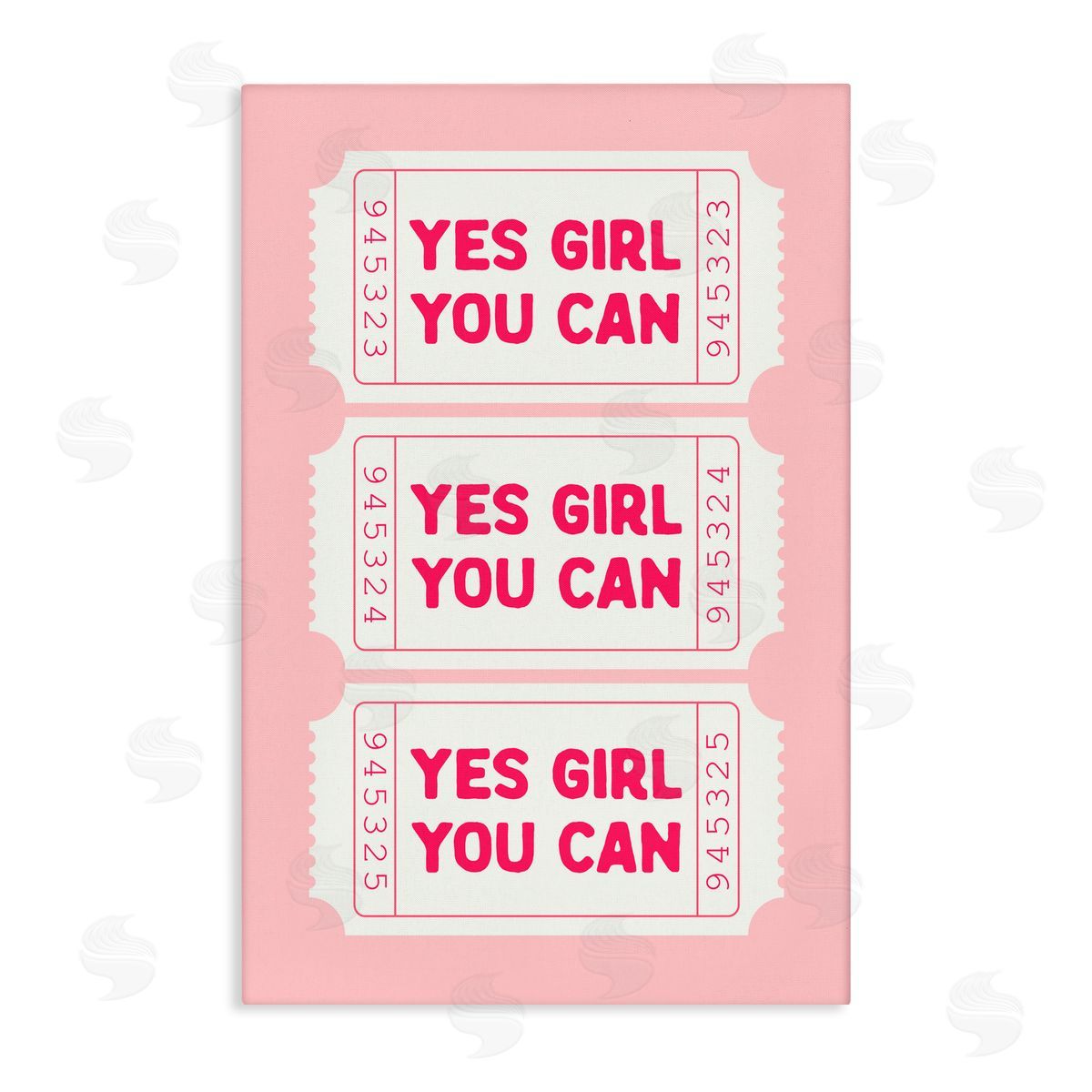 Lettered and Lined Yes Girl You Can on Pink Canvas Wall Art Print