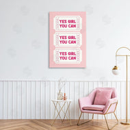 Lettered and Lined | Yes Girl You Can on Pink
