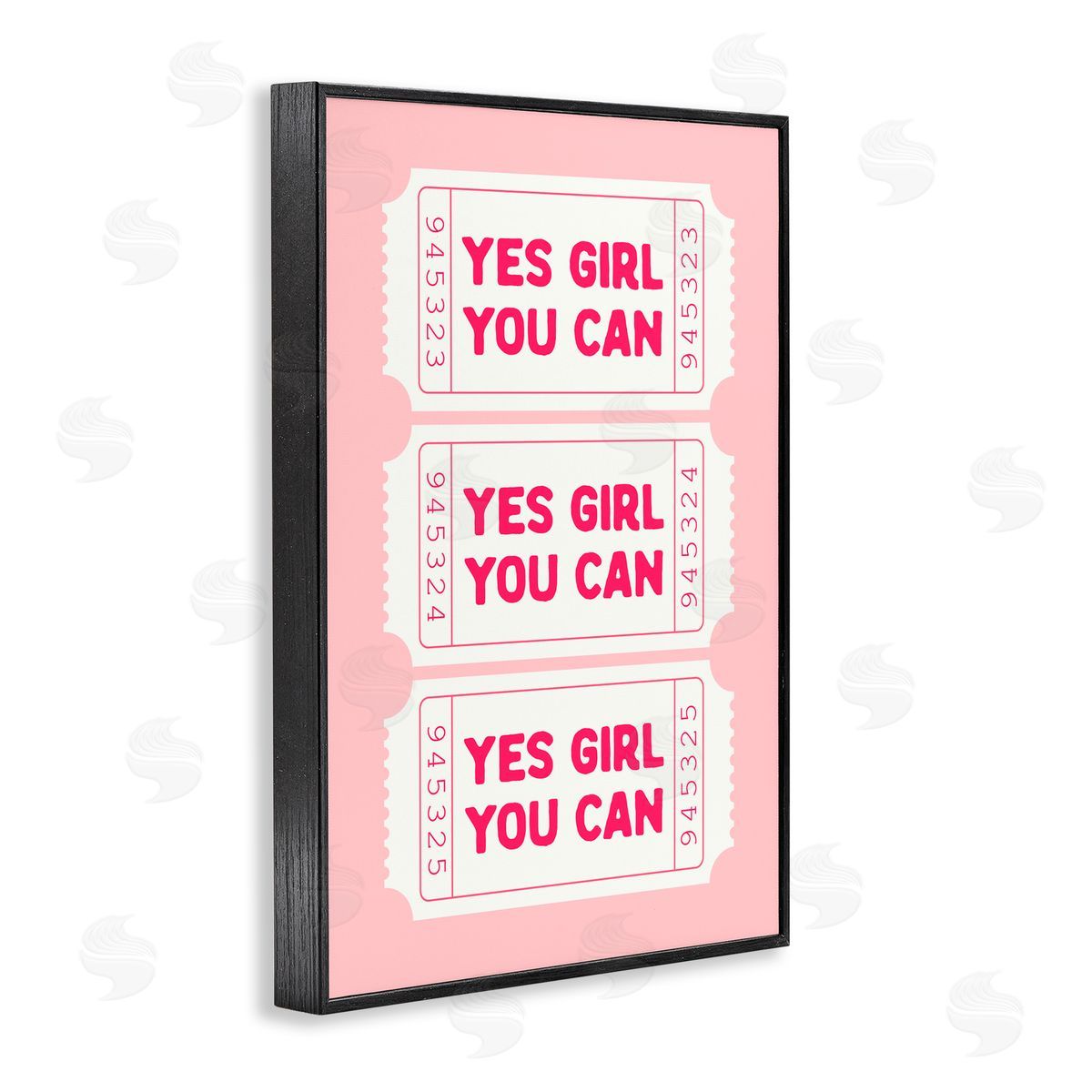 Lettered and Lined Yes Girl You Can on Pink Black Framed Giclee Art Print
