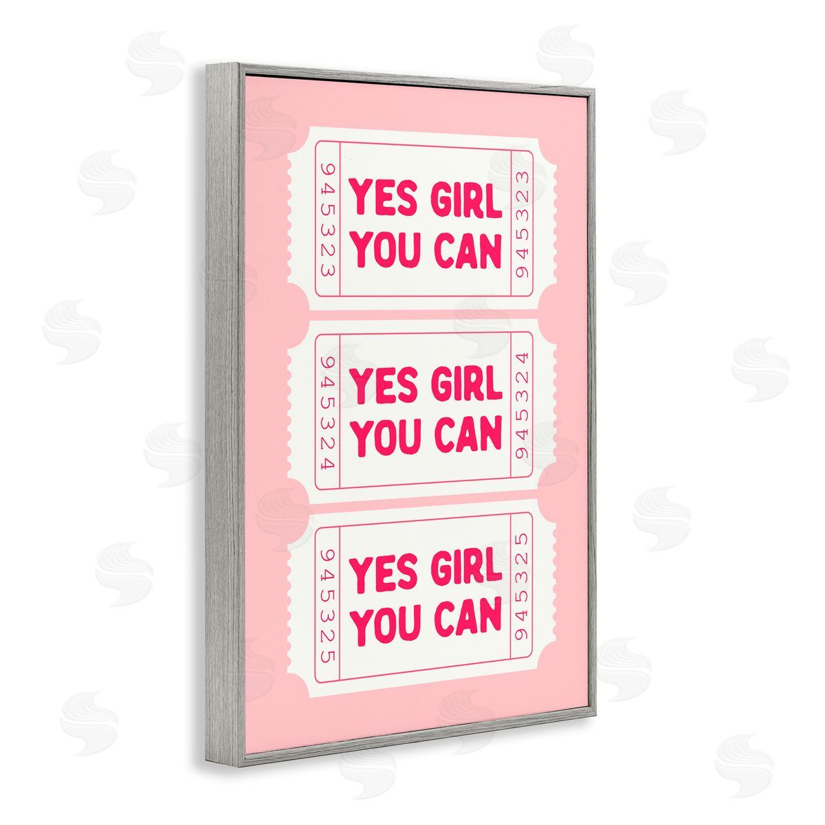 Lettered and Lined Yes Girl You Can on Pink Gray Framed Giclee Art Print