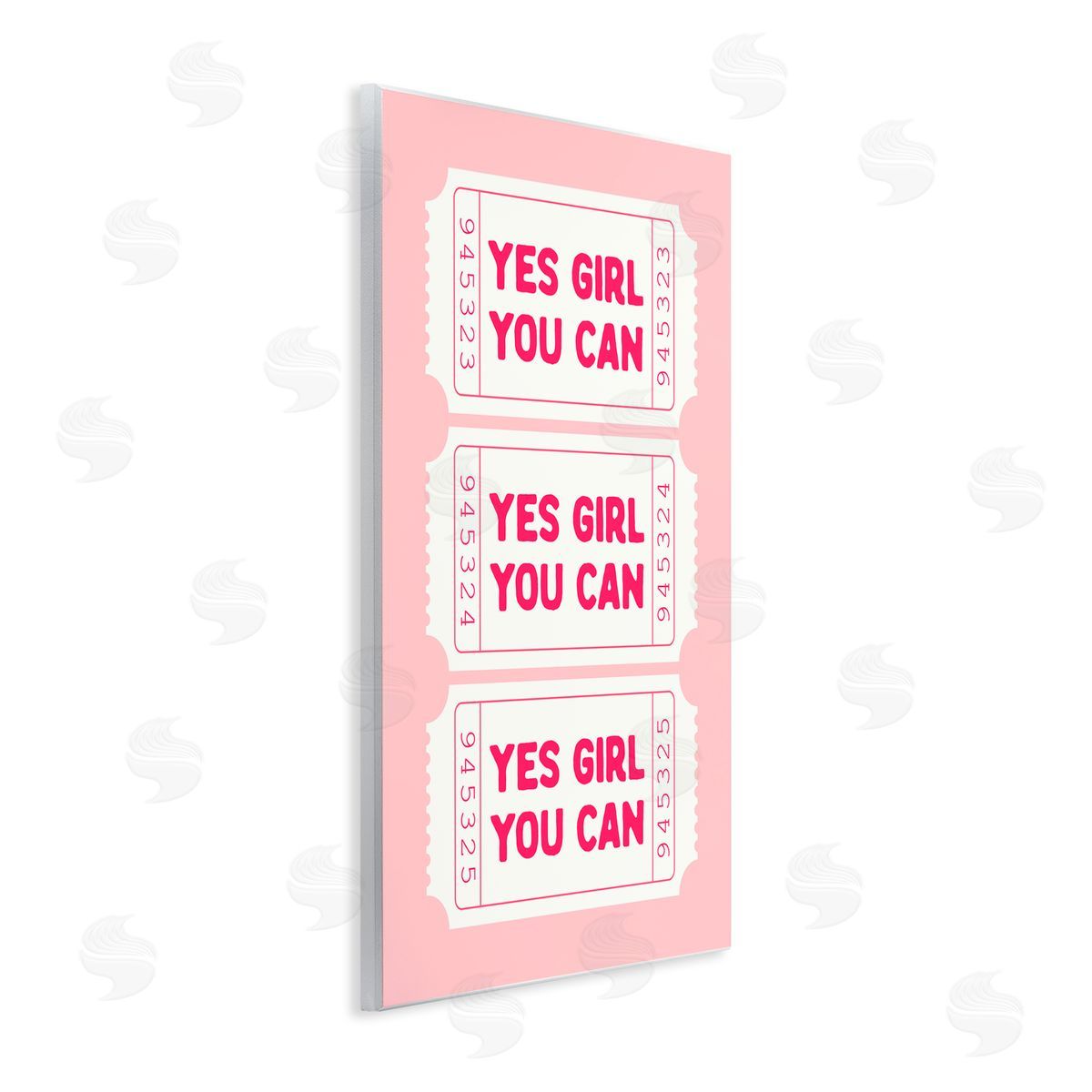 Lettered and Lined Yes Girl You Can on Pink Wall Plaque Art Print