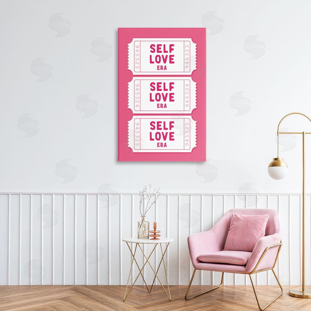 Lettered and Lined Self Love Era Tickets Printed Wall Art in Room