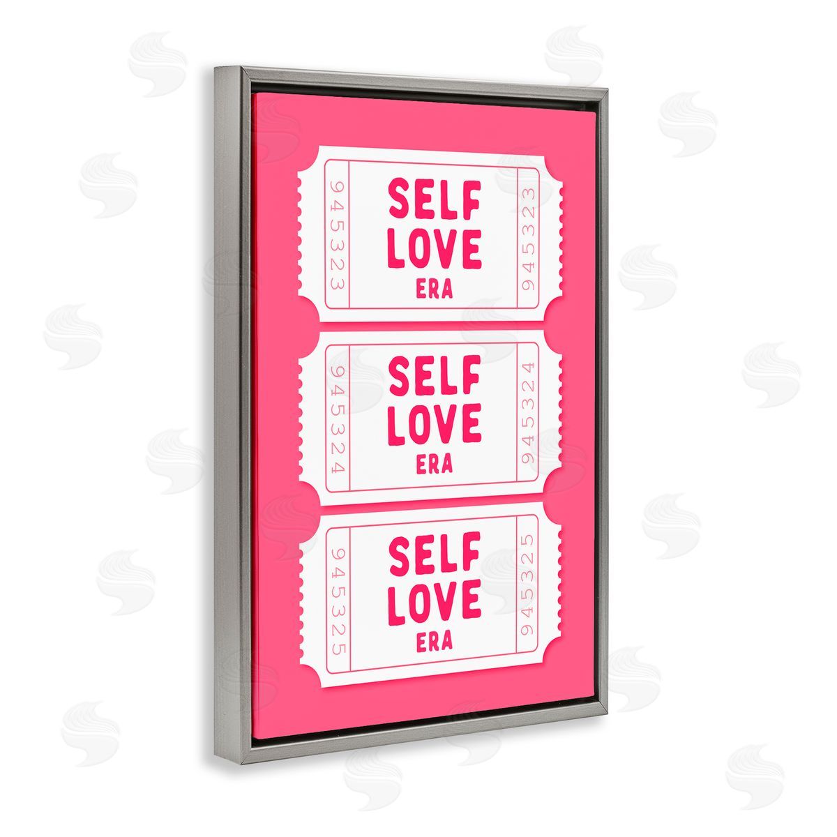 Lettered and Lined Self Love Era Tickets Gray Floating Frame Canvas Art Print