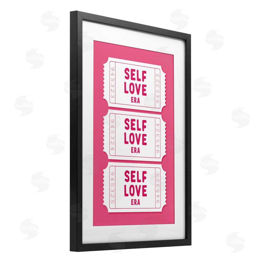 Lettered and Lined Self Love Era Tickets Black Framed Print Under Glass Art