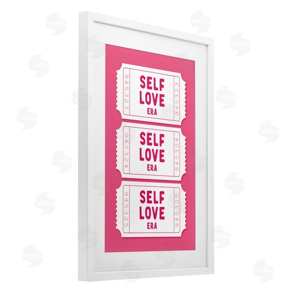 Lettered and Lined Self Love Era Tickets White Framed Print Under Glass Art