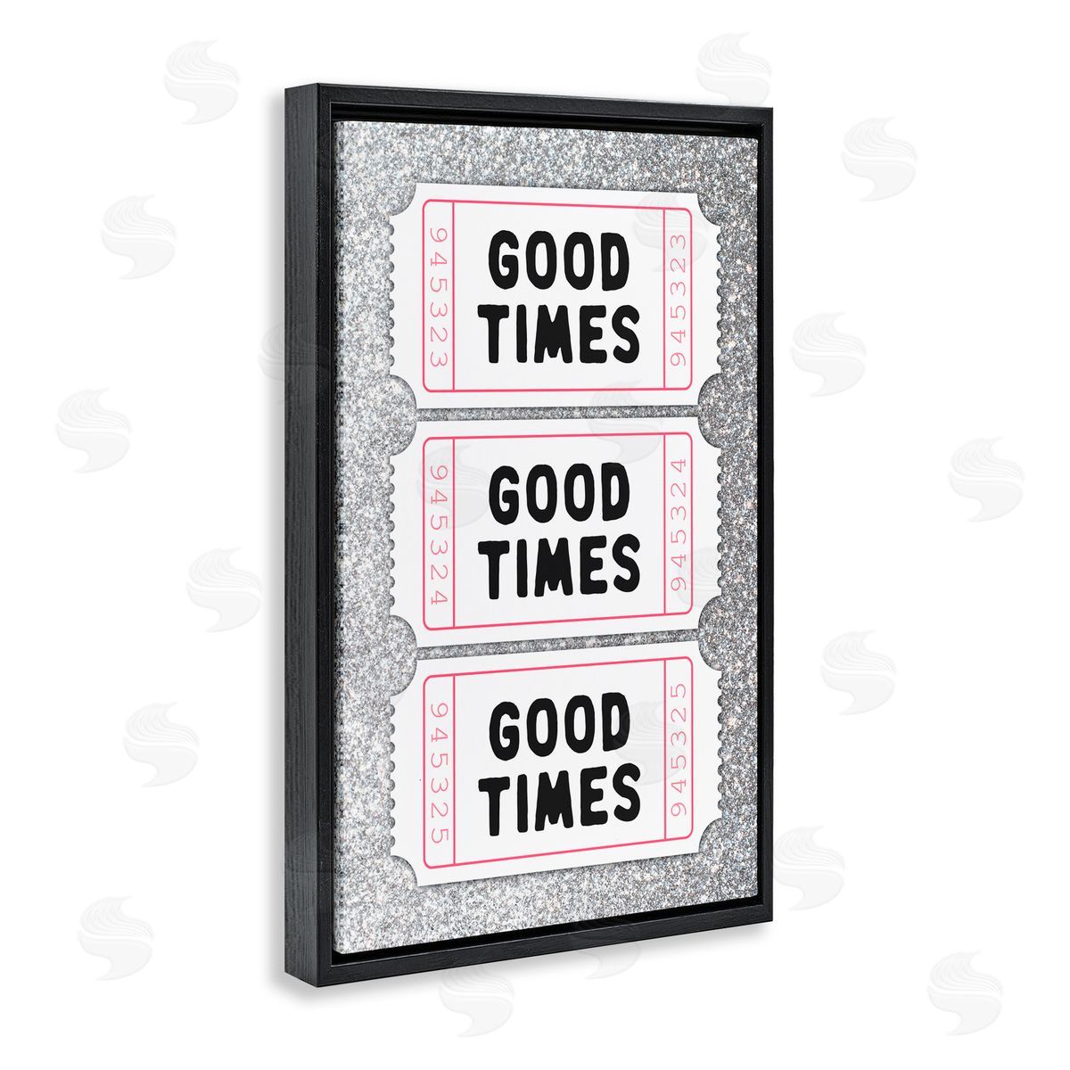 Lettered and Lined Good Times Glam Tickets Black Floating Frame Canvas Wall Art Print