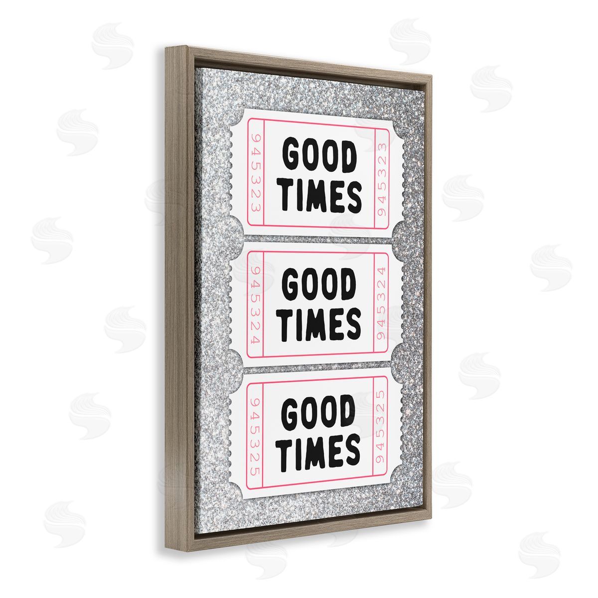 Lettered and Lined Good Times Glam Tickets Brown Floating Frame Canvas Art Print