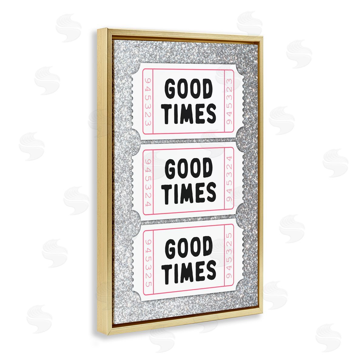 Lettered and Lined Good Times Glam Tickets Gold Floating Frame Canvas Art Print