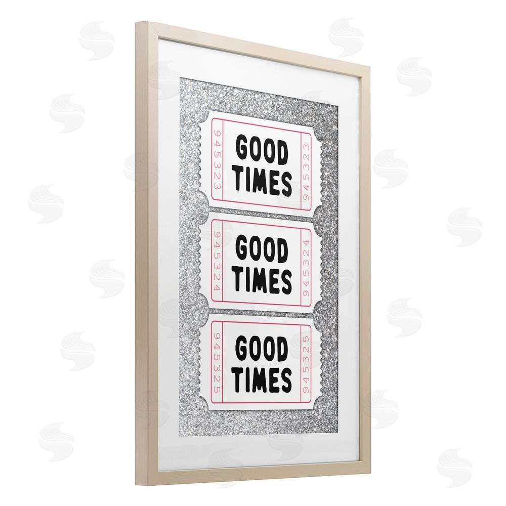 Lettered and Lined Good Times Glam Tickets Birch Framed Print Under Glass Art