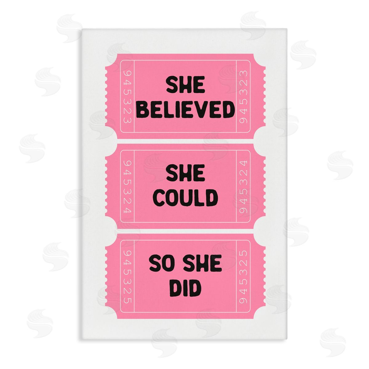 Lettered and Lined She Believed Girl Power Tickets Canvas Wall Art Print