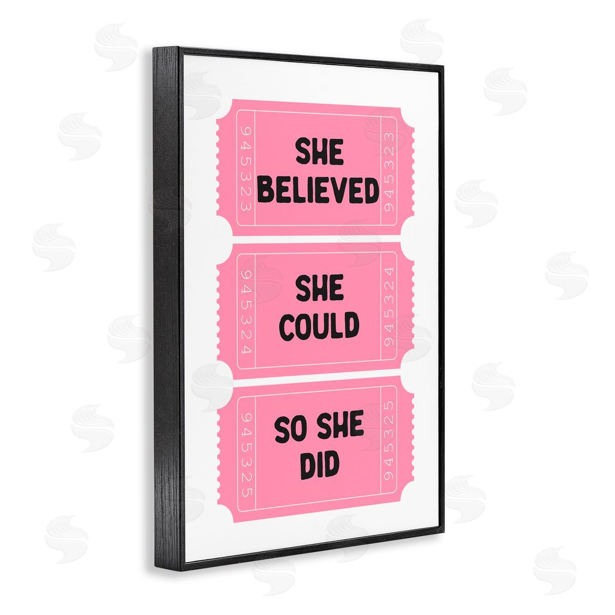 Lettered and Lined She Believed Girl Power Tickets Black Framed Giclee Art Print