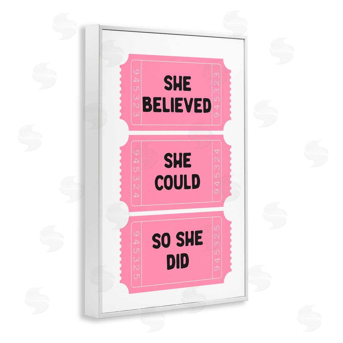 Lettered and Lined She Believed Girl Power Tickets White Frame Giclee Art Print