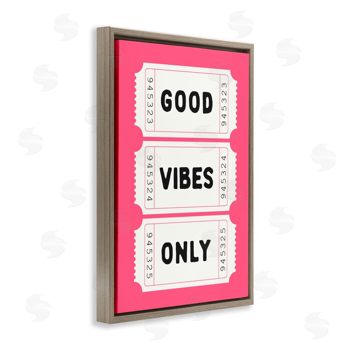 Lettered and Lined Good Vibes Only White & Pink Brown Floating Frame Canvas Art Print