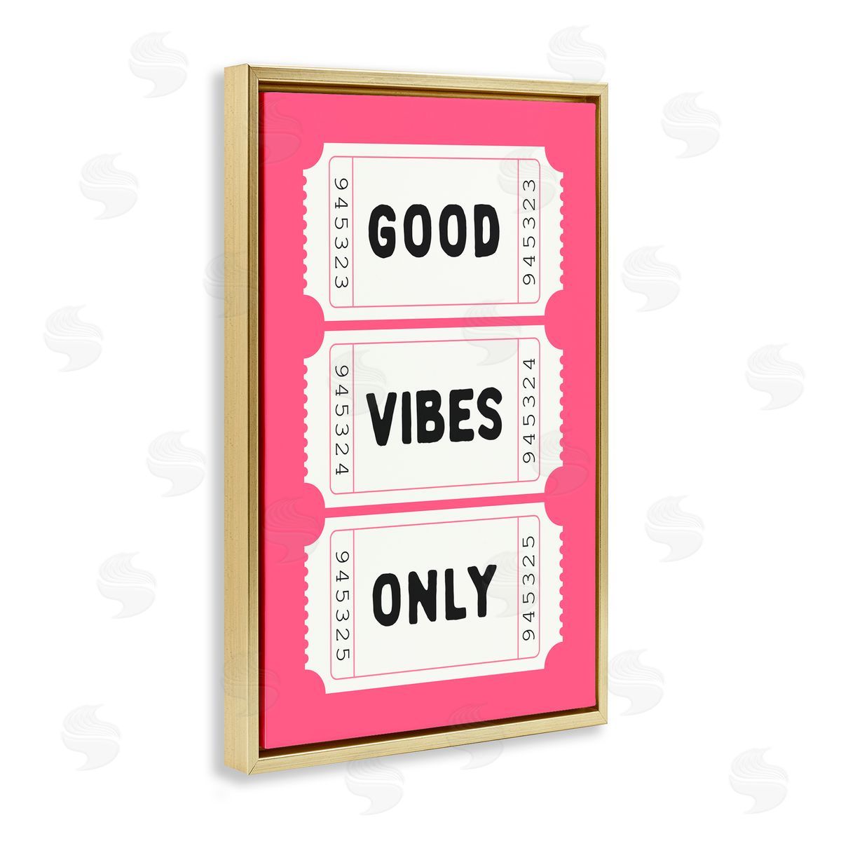 Lettered and Lined Good Vibes Only White & Pink Gold Floating Frame Canvas Art Print