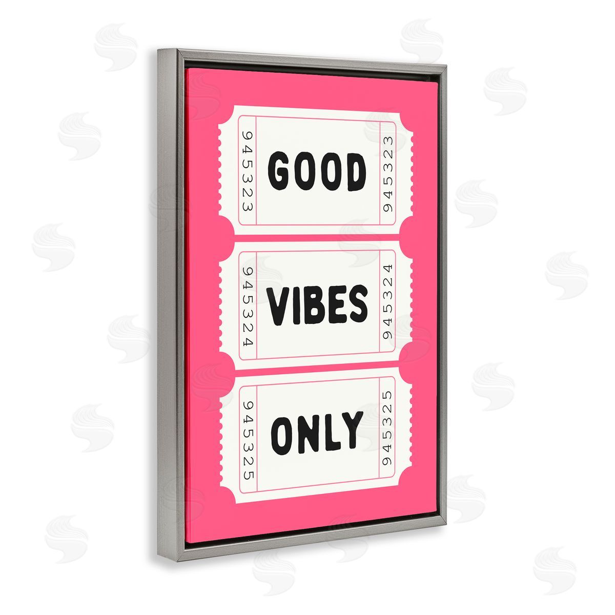 Lettered and Lined Good Vibes Only White & Pink Gray Floating Frame Canvas Art Print