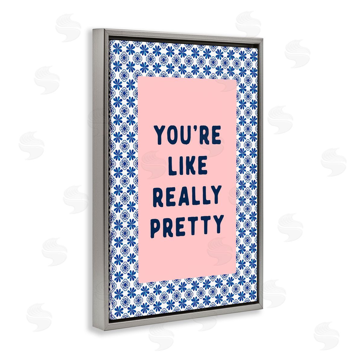 Lettered and Lined You're Like Really Pretty Gray Floating Frame Canvas Art Print