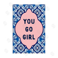 Lettered and Lined | You Go Girl on Blue Pattern