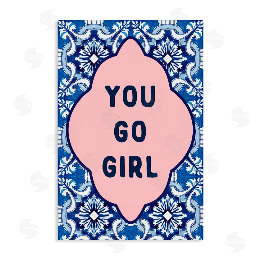 Lettered and Lined | You Go Girl on Blue Pattern