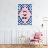 Lettered and Lined | You Go Girl on Blue Pattern