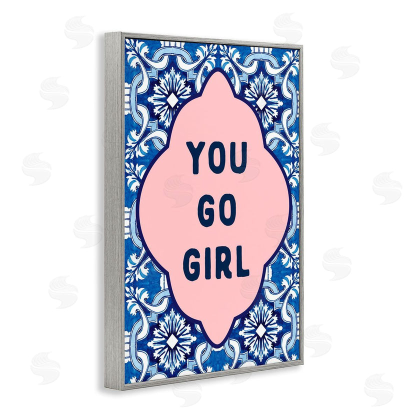 Lettered and Lined | You Go Girl on Blue Pattern