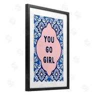 Lettered and Lined | You Go Girl on Blue Pattern