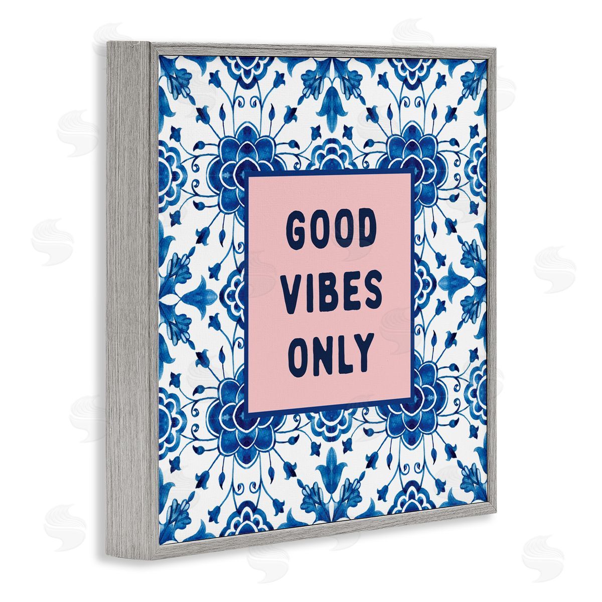 Lettered and Lined Good Vibes Only Boho Gray Framed Giclee Art Print