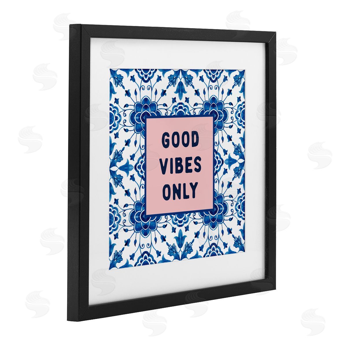 Lettered and Lined Good Vibes Only Boho Black Framed Print Under Glass Art