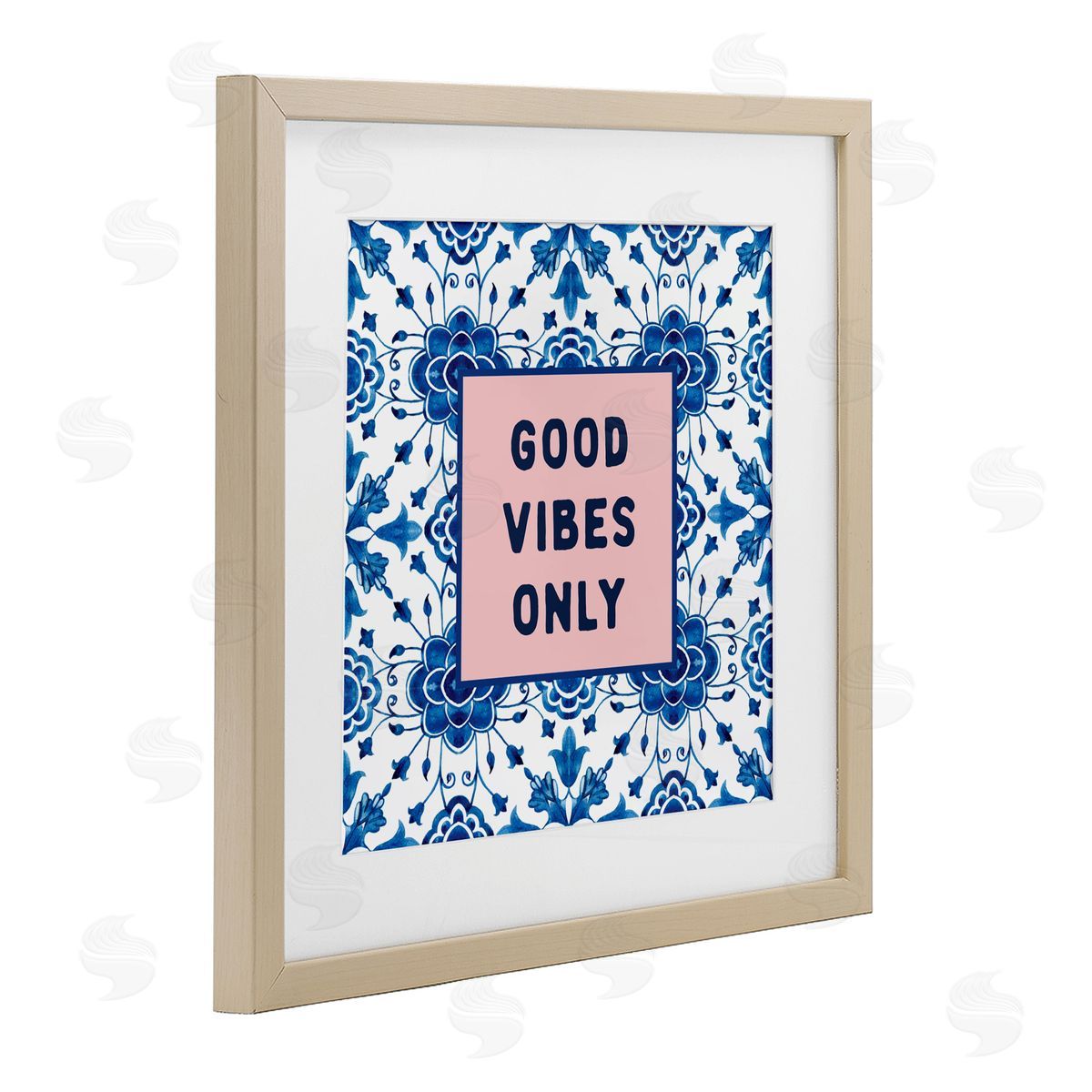 Lettered and Lined Good Vibes Only Boho Birch Framed Print Under Glass Art