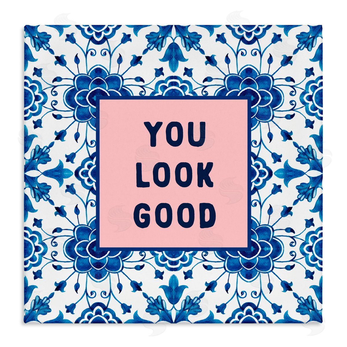 Lettered and Lined You Look Good Boho Pattern Canvas Wall Art Print