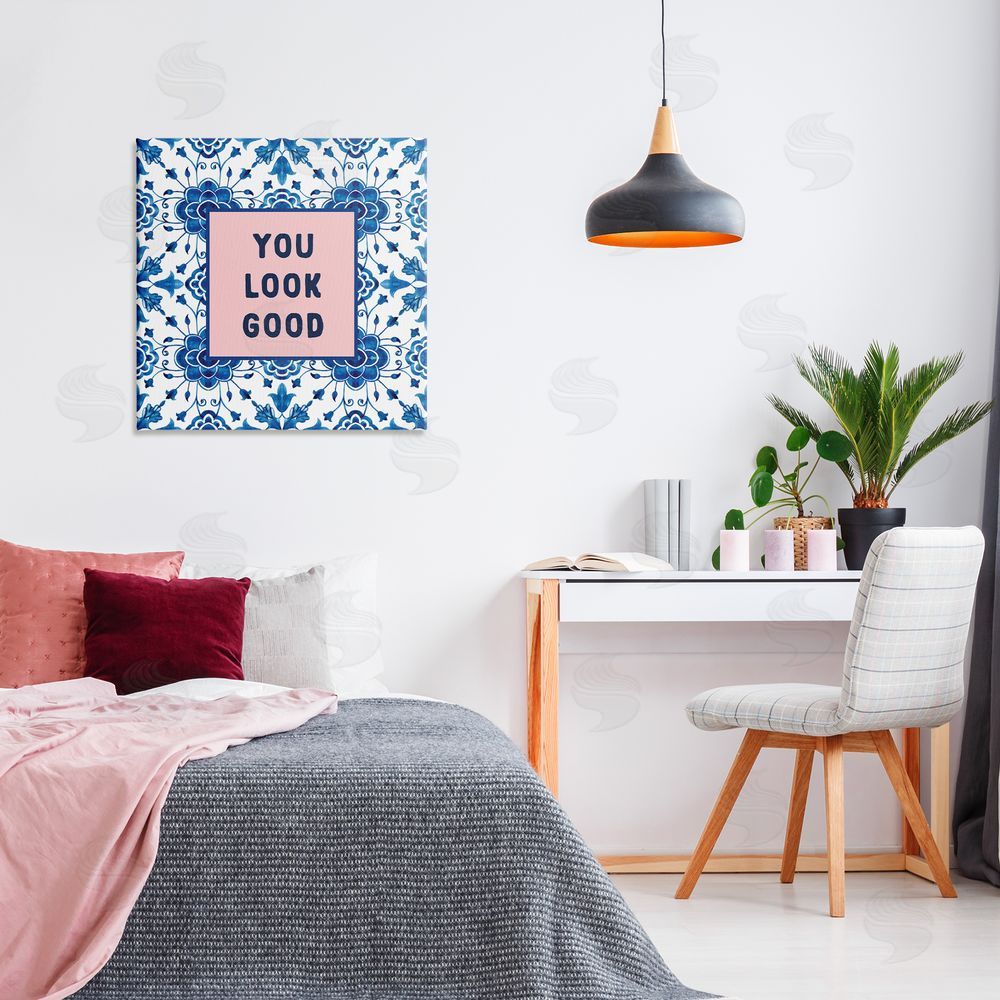 Lettered and Lined You Look Good Boho Pattern Printed Wall Art in Room