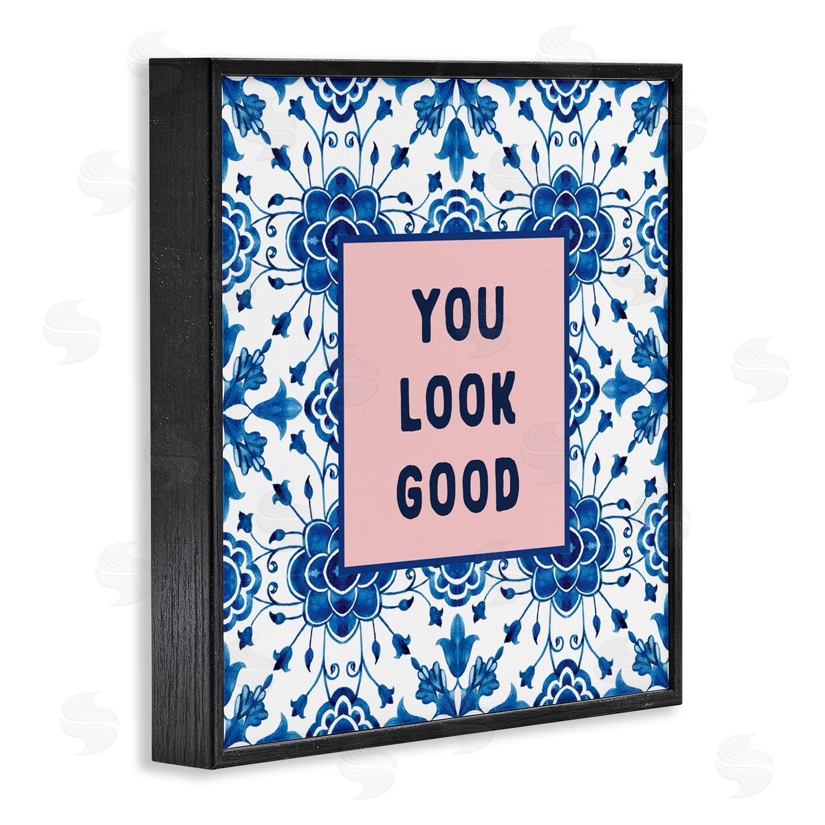 Lettered and Lined You Look Good Boho Pattern Black Framed Giclee Art Print
