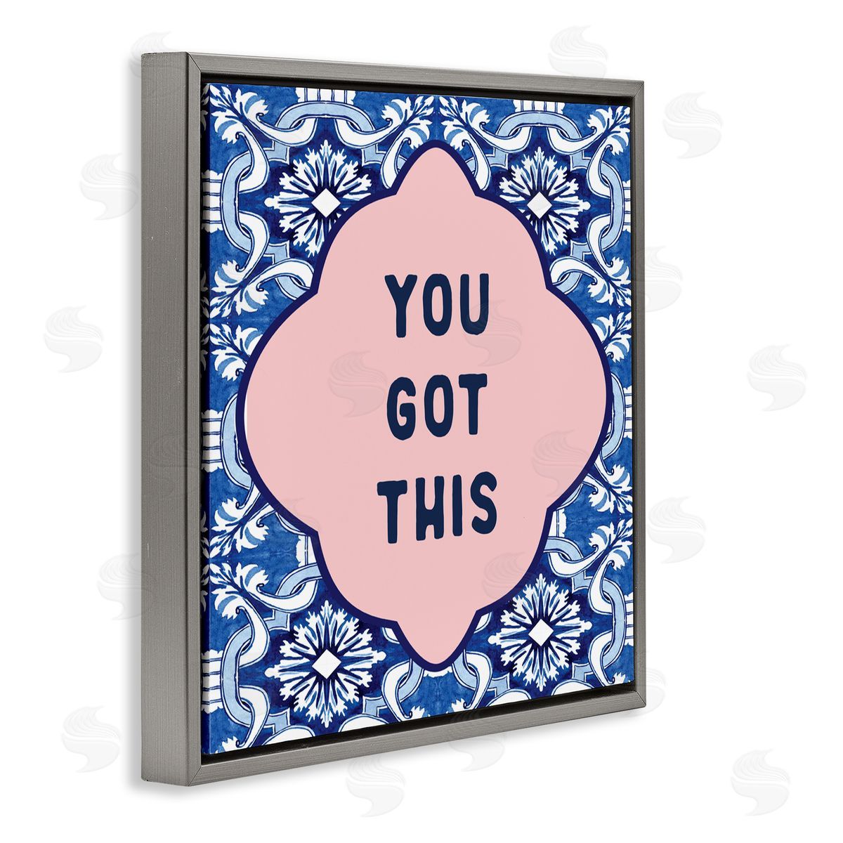 Lettered and Lined You Got This on Boho Gray Floating Frame Canvas Art Print