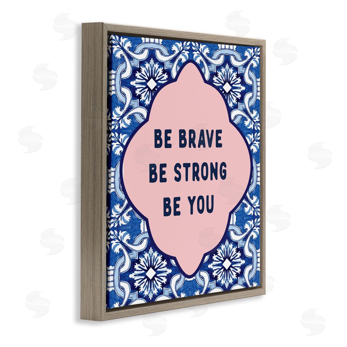 Lettered and Lined Be You on Boho Pattern Brown Floating Frame Canvas Art Print