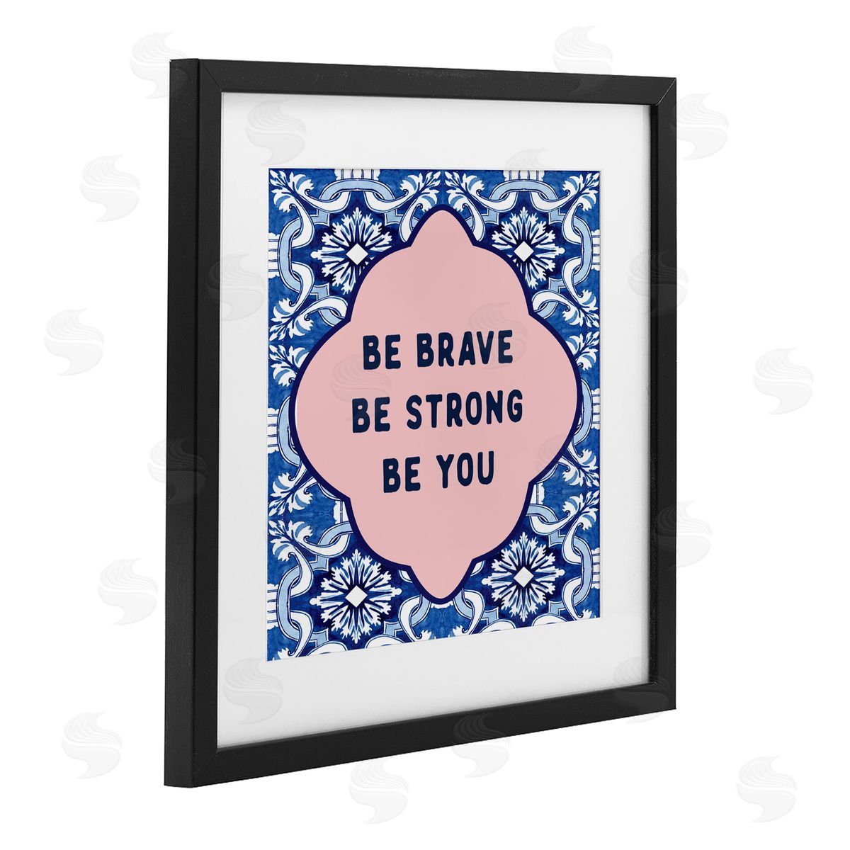 Lettered and Lined Be You on Boho Pattern Black Framed Print Under Glass Art