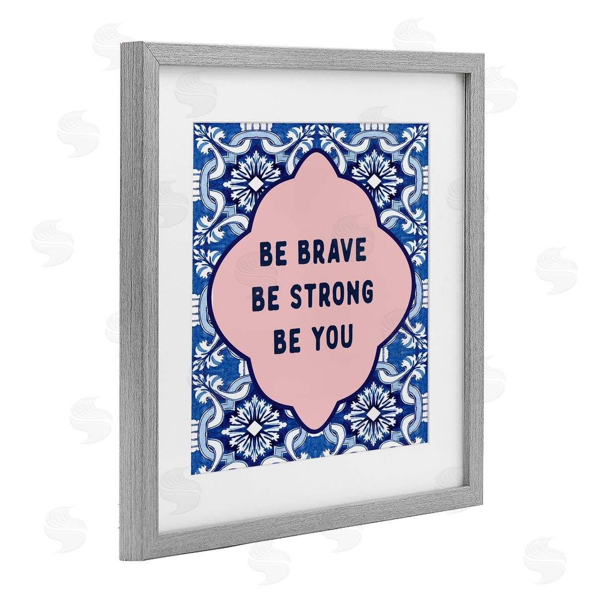 Lettered and Lined Be You on Boho Pattern Gray Framed Print Under Glass Art