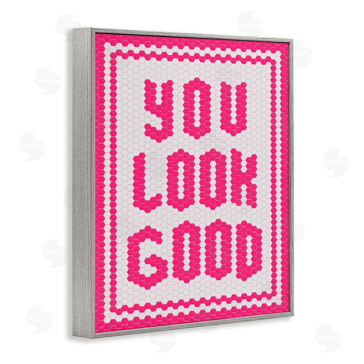 Lettered and Lined You Look Good Magenta Mosaic Gray Framed Giclee Art Print
