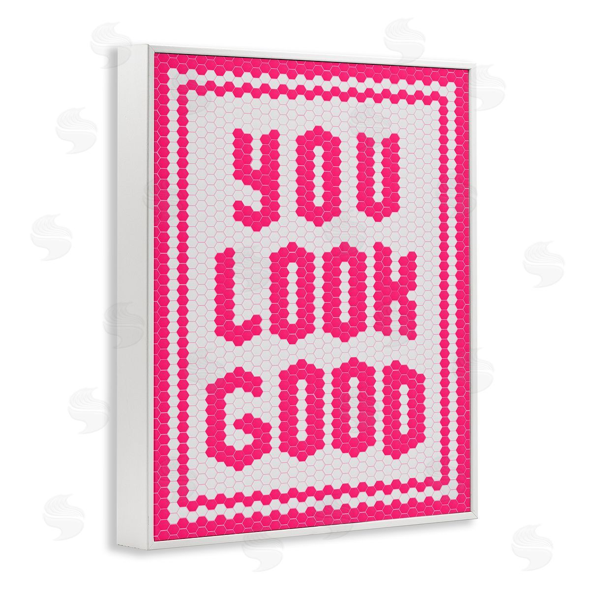 Lettered and Lined You Look Good Magenta Mosaic White Frame Giclee Art Print