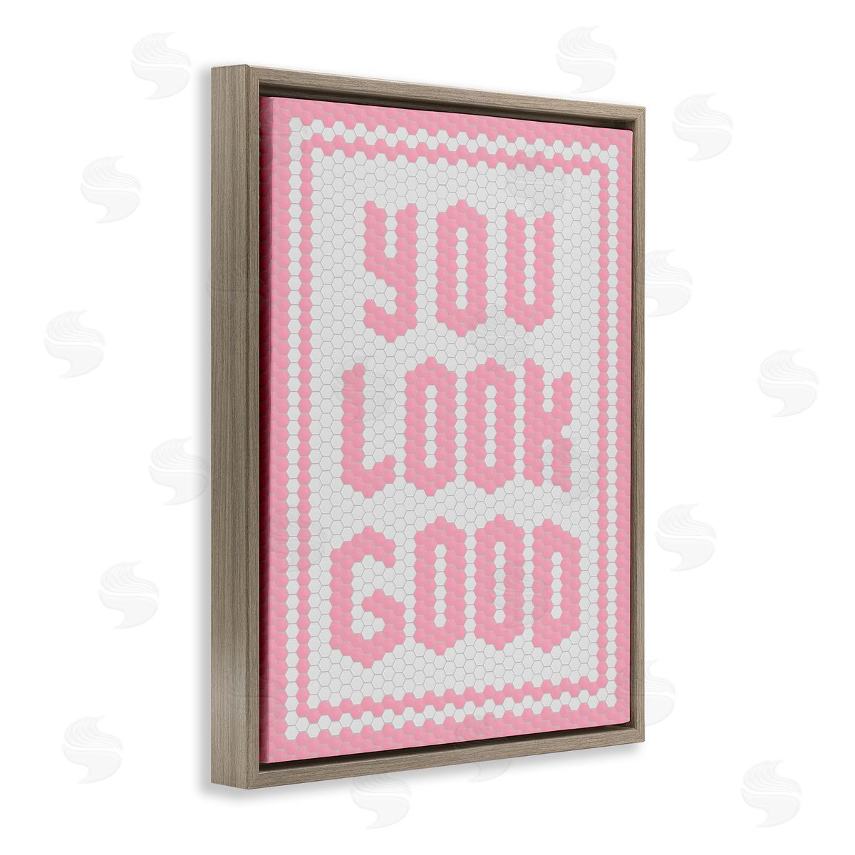 Lettered and Lined You Look Good Pink Pastel Brown Floating Frame Canvas Art Print