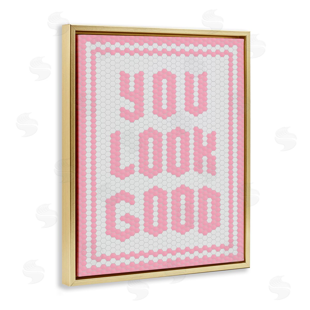 Lettered and Lined You Look Good Pink Pastel Gold Floating Frame Canvas Art Print
