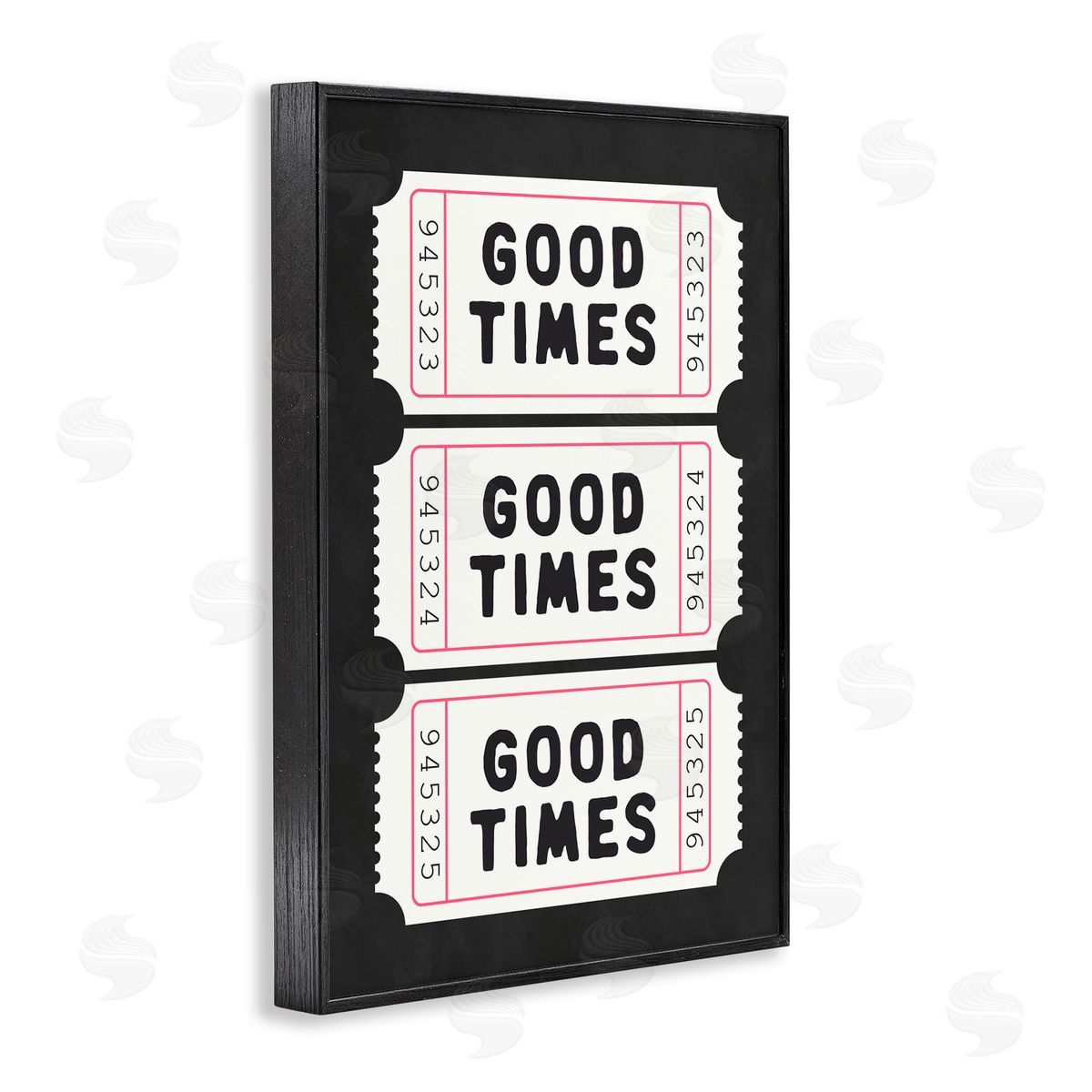 Lettered and Lined Good Times Tickets on Black Black Framed Giclee Art Print