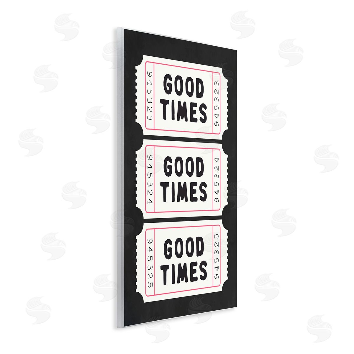 Lettered and Lined Good Times Tickets on Black Wall Plaque Art Print