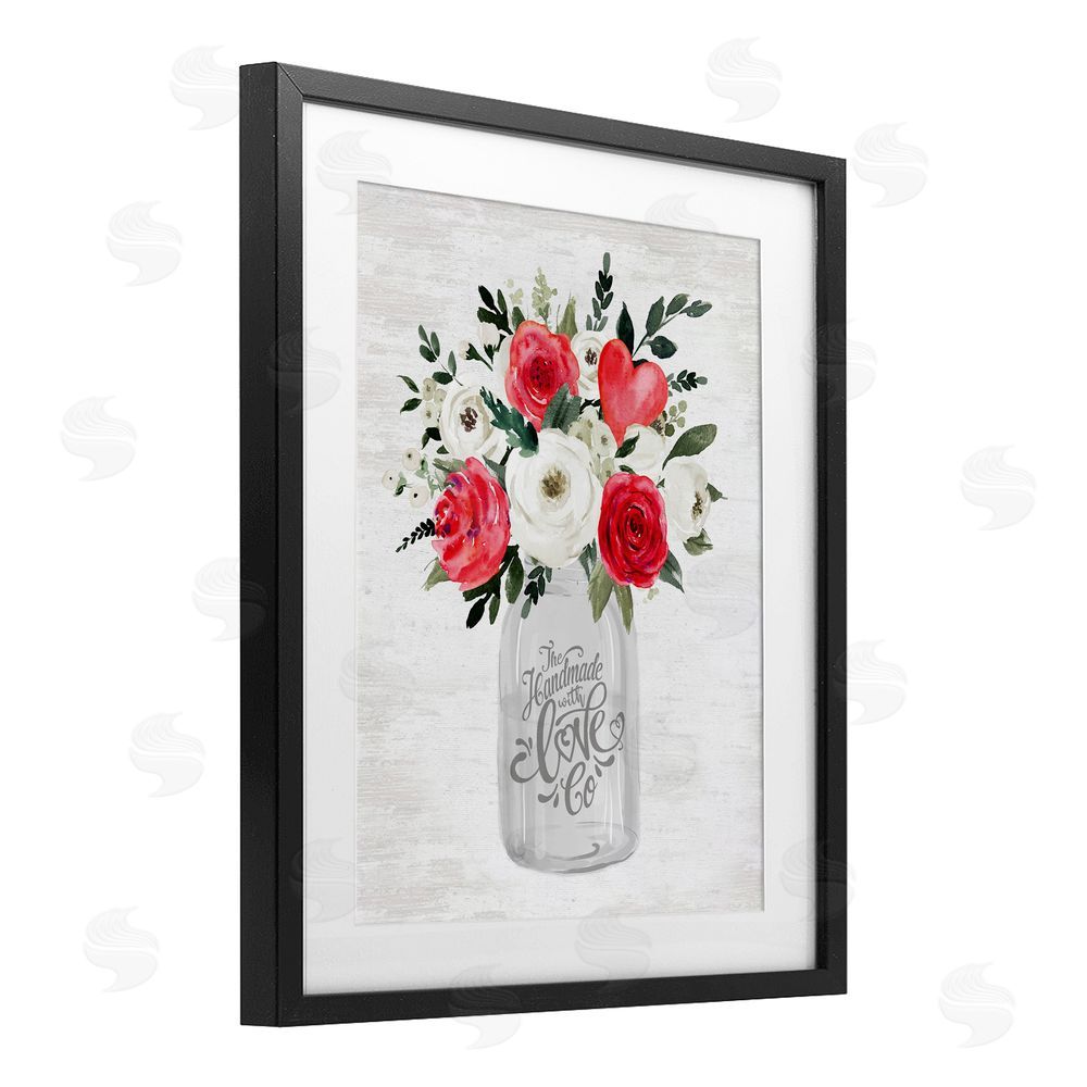 Lettered and Lined Romantic Handmade Love Bouquet Black Framed Print Under Glass Art