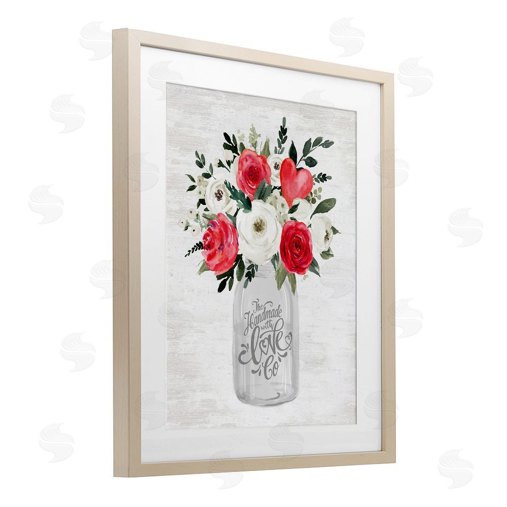 Lettered and Lined Romantic Handmade Love Bouquet Birch Framed Print Under Glass Art