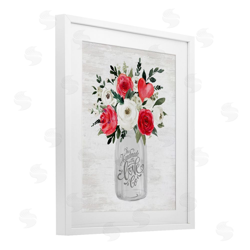 Lettered and Lined Romantic Handmade Love Bouquet White Framed Print Under Glass Art