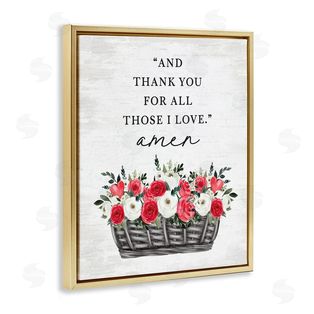 Lettered and Lined Thank You For Those I Love Prayer Gold Floating Frame Canvas Art Print