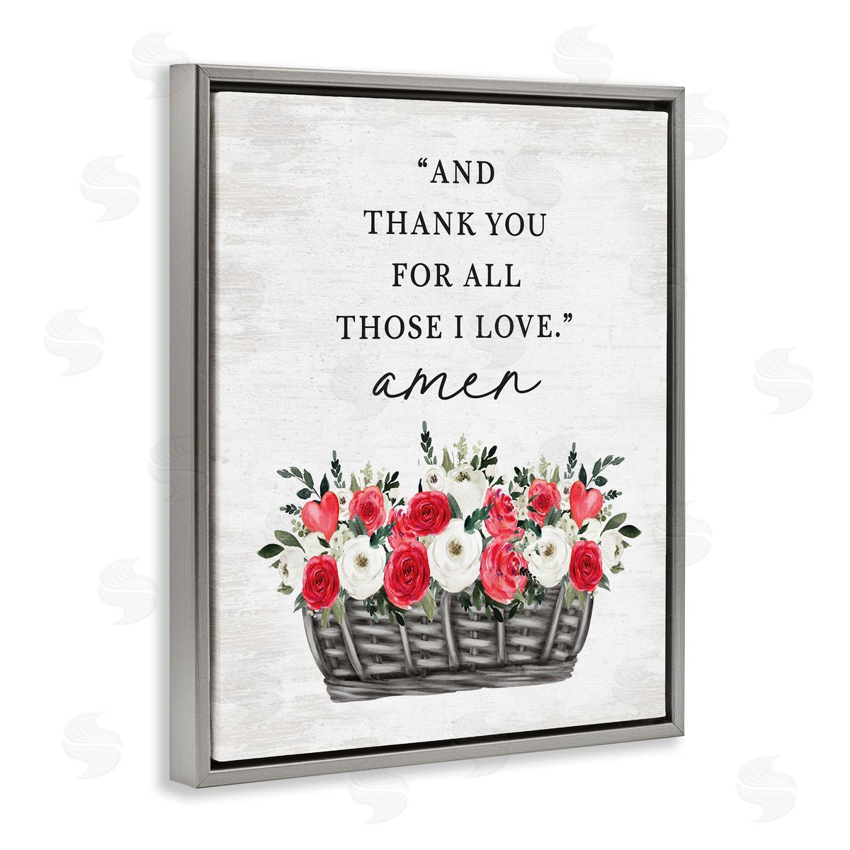 Lettered and Lined Thank You For Those I Love Prayer Gray Floating Frame Canvas Art Print
