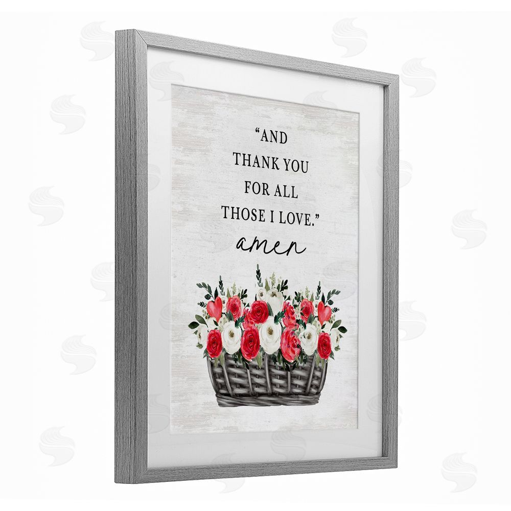 Lettered and Lined Thank You For Those I Love Prayer Gray Framed Print Under Glass Art