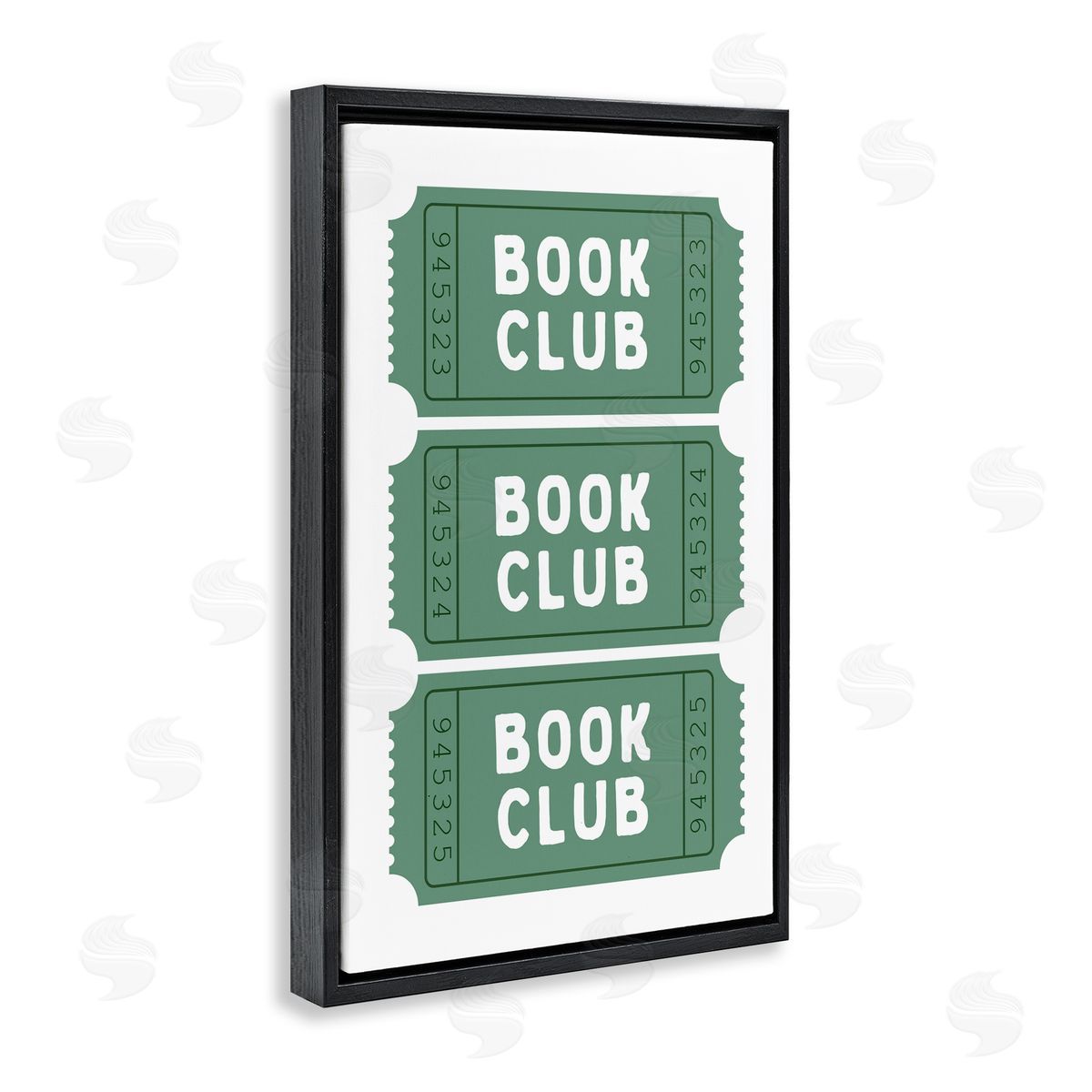 Lettered and Lined Green Book Club Tickets Black Floating Frame Canvas Wall Art Print