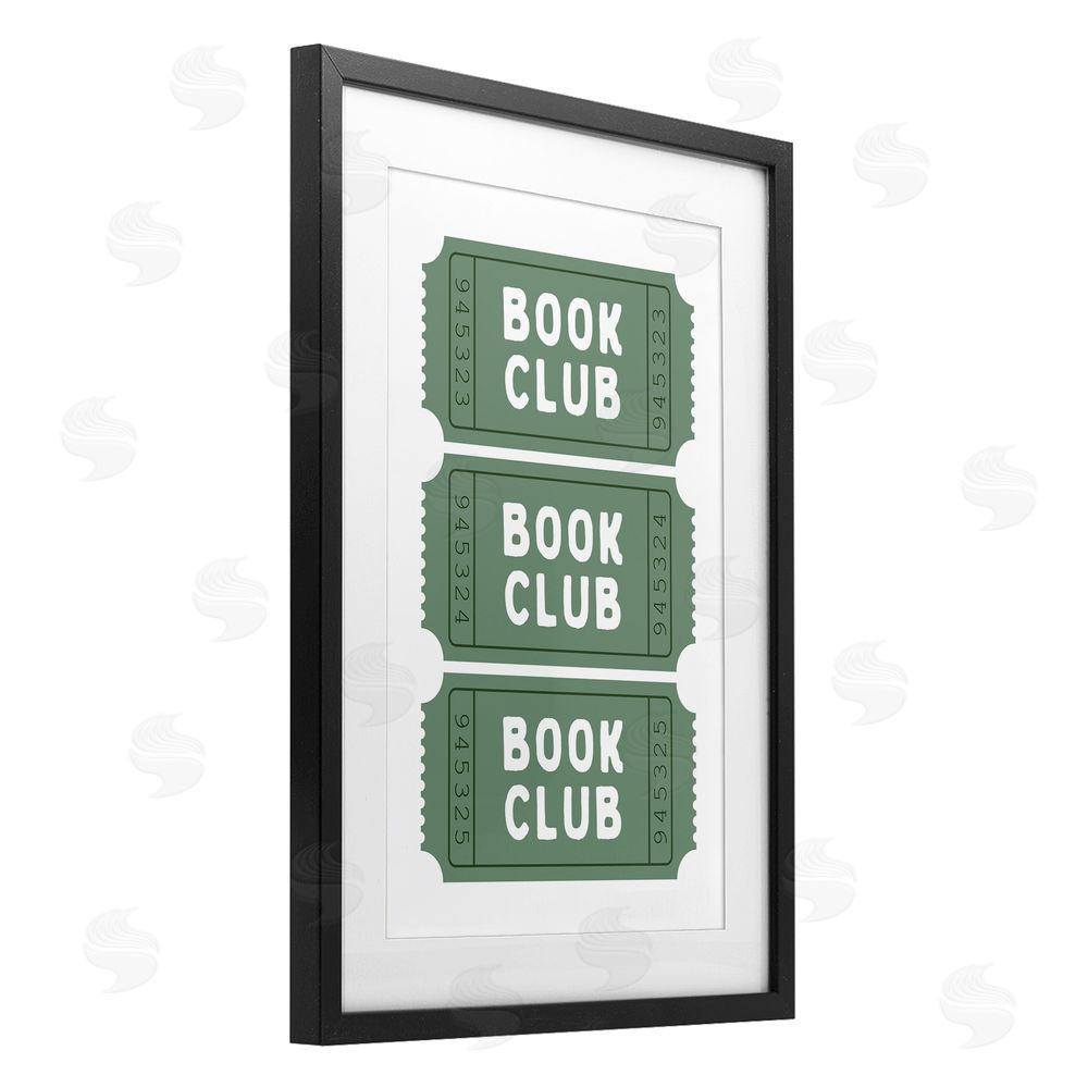 Lettered and Lined Green Book Club Tickets Black Framed Print Under Glass Art