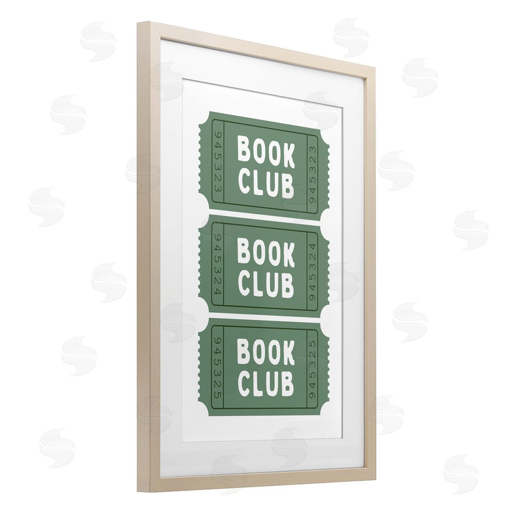 Lettered and Lined Green Book Club Tickets Birch Framed Print Under Glass Art
